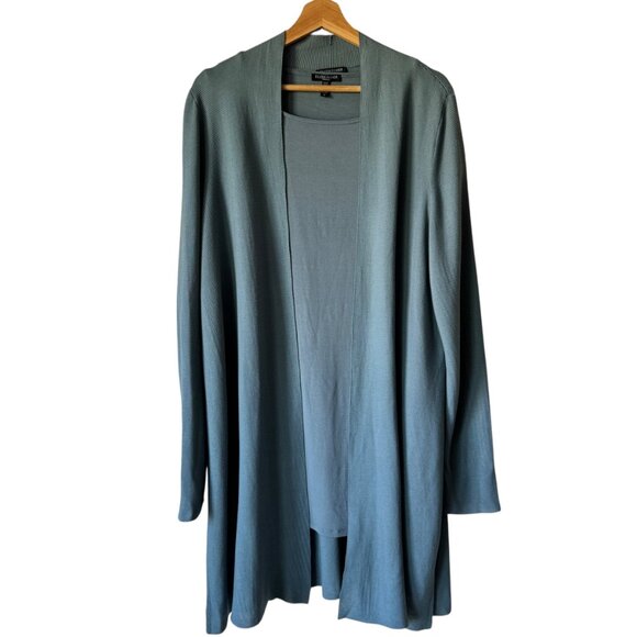 Eileen Fisher Woman Duster Open Front Cardigan & Shirt Flowy Relaxed Lagenlook - Picture 1 of 16